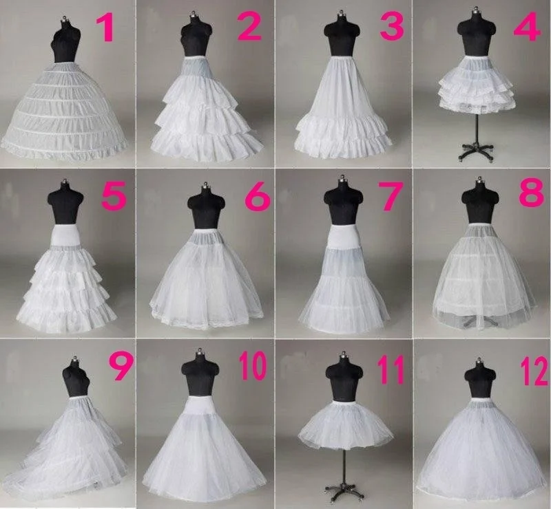 

12 Style White A-Line/Hoop/Hoopless/Short Crinoline Petticoat/Underskirt wedding