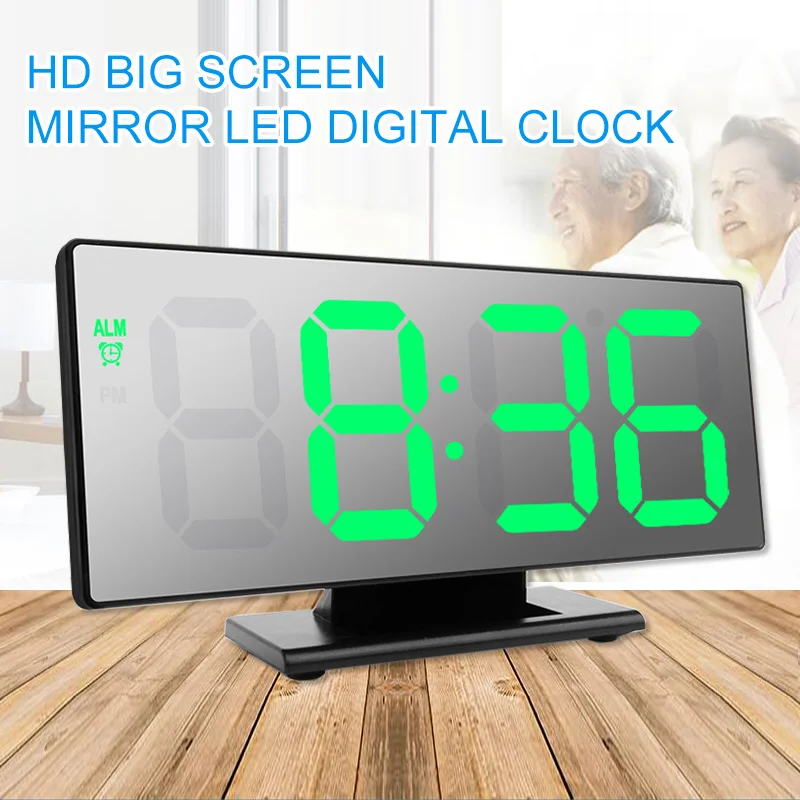 

Snooze Display Time Night LCD Light Digital Alarm Clock LED Mirror Clock Table Desktop USB Cable Cute Alarm Clock Multifunction