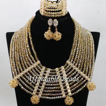 

Gold Nigeria Beads Best Selling African Wedding Set New Arrival Style Wholesale ABC086