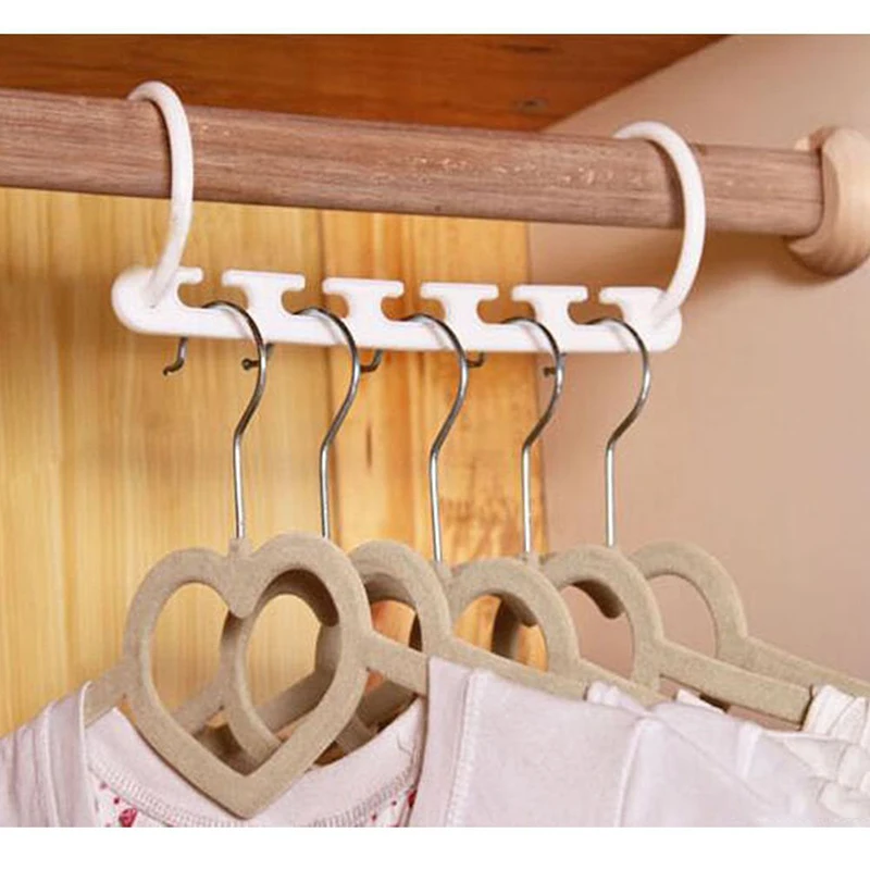 

1PCS=5 Hole PP Home Tools Racks 3D Space Saving Hanger Magic Clothes Hanger with Hook Closet Kitchen storage Organizer Bathroom