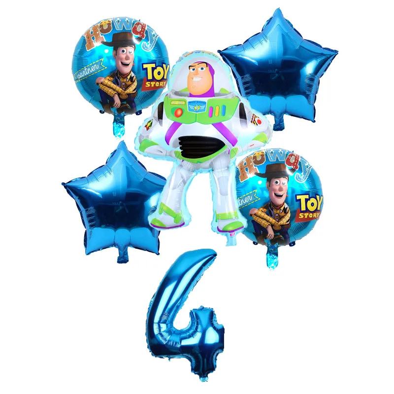 Игрушка воздушные шары с Баззом лайтером 6 шт./партия мультфильм фольга гелий 32 дюймов номер синие шары игрушки с днем рождения шары