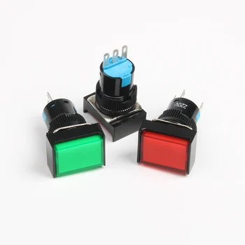 

16MM 1NO1NC/2NO2NC Latching/Momentary plastic push button switch rectangle pilot lamp Indicator light with LED lighting or no