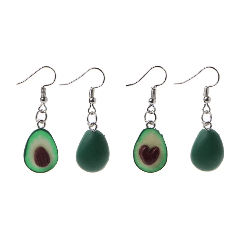

JAVRICK Fruit Stereo Green Clay Earrings Heart Shape Avocado Earring Studs For Women Exquisite Earrings