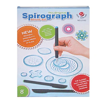 

2018 New Spirograph Deluxe Set Design Tin Set Draw Spiral Designs Interlocking Gears & Wheels Draw Educational Toys