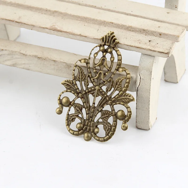 20Pcs Bronze Leaves Filigree Wraps Connectors Metal Crafts Connector