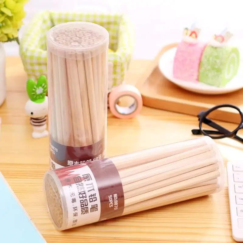 50 pcs/lot pencil wood lapices HB escolar potloden material escolar matita drawing pencils school supplies charcoal bleistift
