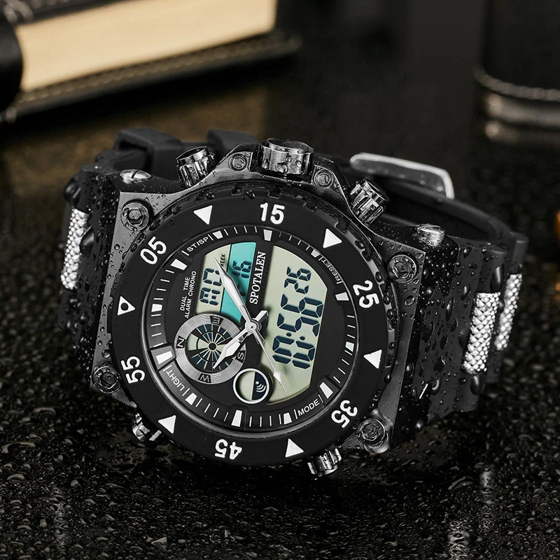 Men's Dual Display Wrist Watches Military Sport Outdoor Watches For Men Big Face Tactical Military Army Clock Relogio Masculino Men's Dual Display Wrist Watches Military Sport Outdoor Watches For Men Big Face Tactical Military Army Clock Relogio Masculino