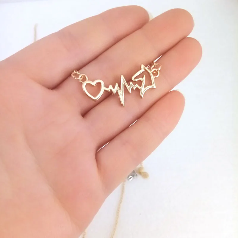 hzew electrocardiogram ECG horse head pendant necklace simple necklaces