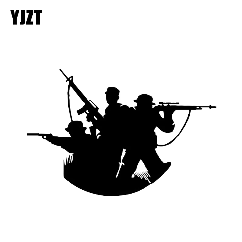 

YJZT 16*10.7CM Soldiers Silhouette Tactical Sniper Rifle Gun Car Sticker Vinyl Decoration C12-0337