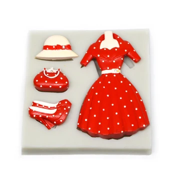 

Fashion Skirt Cap Shoes Bag Mould Silicone Mold Fondant Cake Decorating Tools Chocolate, Gumpaste Mold, Sugarcraft, Kitchenware