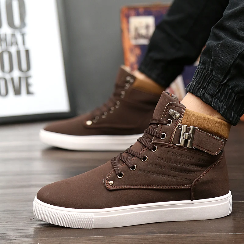 Hot Men Boots Fashion Warm Winter Men shoes Autumn Leather Footwear For Man New High Top Canvas Casual Shoes Men