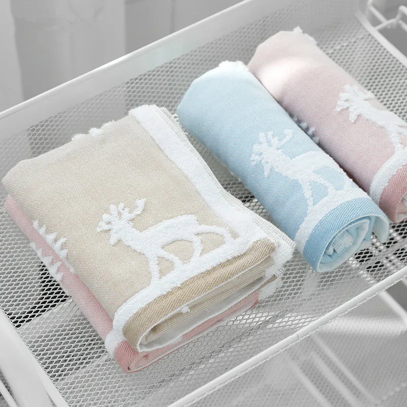 

25x50cm 100% Cotton Towel Christmas Tree Deer Pattern Chlid Baby Face Hand Christmas Towel Soft Touch Quick Dry