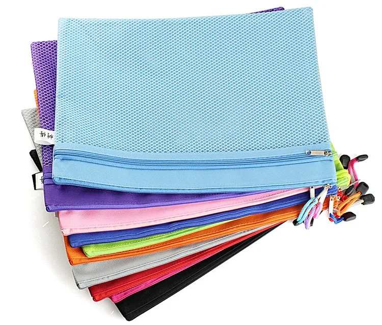 TOPPER Colorful Double Layer canvas Cloth Zipper Paper File Folder Book Pencil Pen Case Bag File Document Bags