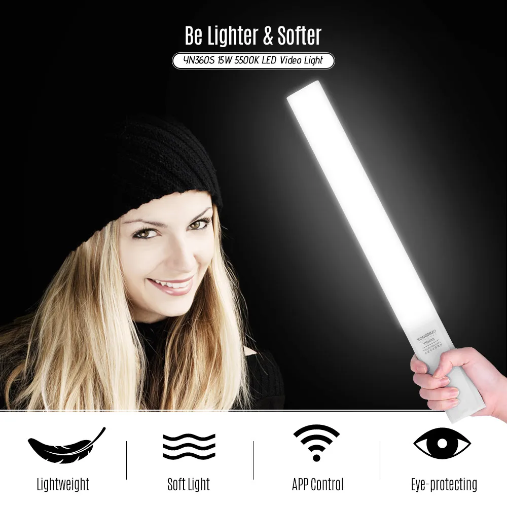 YONGNUO YN360S ручной светодиодный светильник для видеосъемки светильник s палочка бар 5500K с регулируемой яркостью приложение пульт дистанционного управления фотостудия светильник