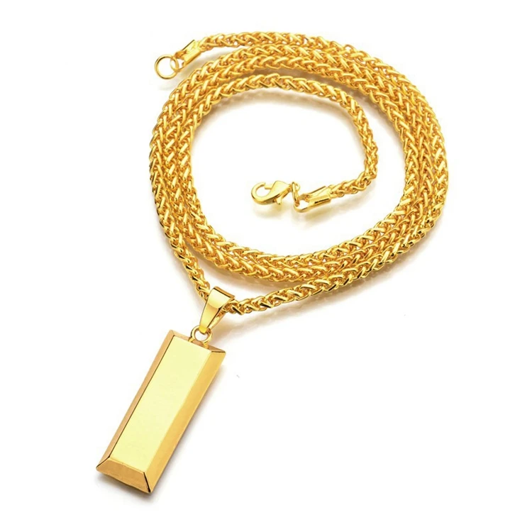 10PCS/Lot Men Chain Punk Necklaces Gold Cube Bar Necklace & Pendant Hip Hop Jewelry Dance Charm Franco Gift