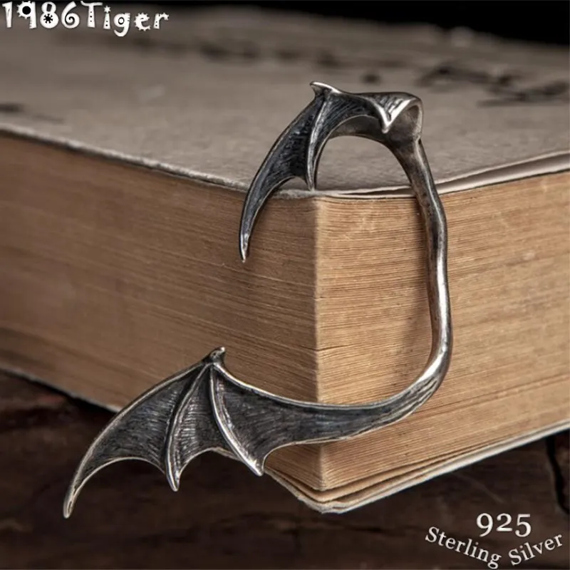

Punk 925 Sterling Silver bat wing ear cuff hook clip earrings for man and woman unique vintage Gothic ear drop wrap jewellery