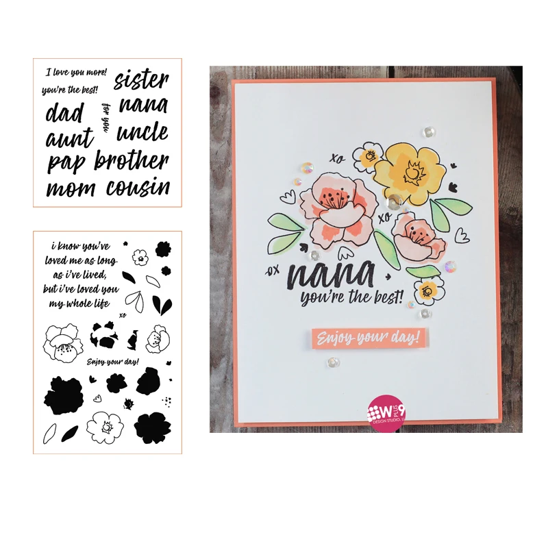 

Flowers & words Clear Stamp and Metal Cutting Dies for DIY Die Scrapbooking photo album Card Making Decoration Supplies 2019