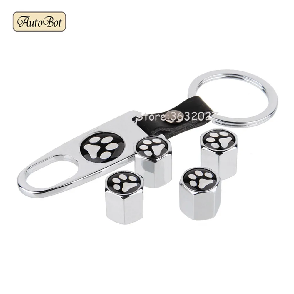 

Car Styling Wheel Tire Valve Stems Cap Cover Keychain For Footprints Logo Seat Leon Skoda Kia Rio Mazda 3 Citroen C4 Vw Golf 5 6