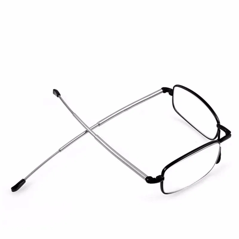 Мини дизайн очки для чтения для мужчин и женщин складные маленькие очки оправа черные металлические очки с оригинальной коробкой