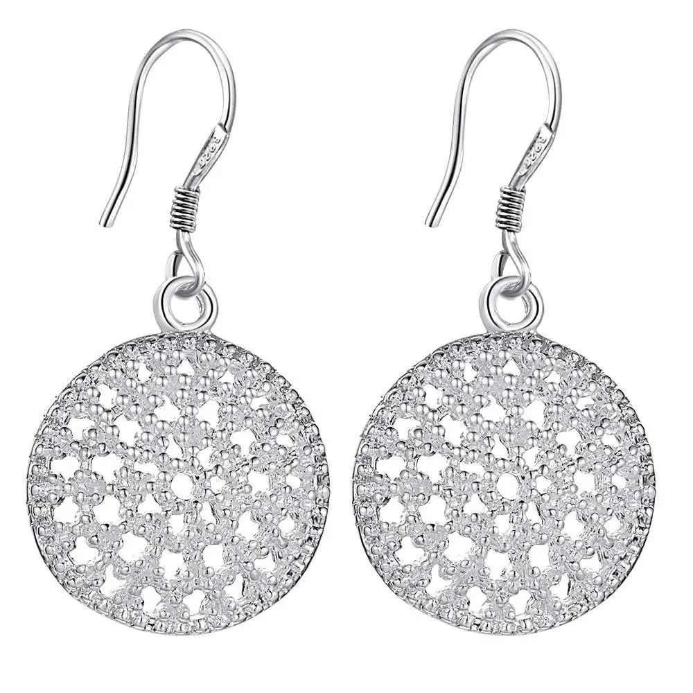 silver big round earrings
