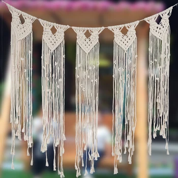 

85x113cm Bohemian Wall Hanging Door Curtain Macrame Hand-woven Rope Tapestry Wedding Decoration Tapestry Nordic Style