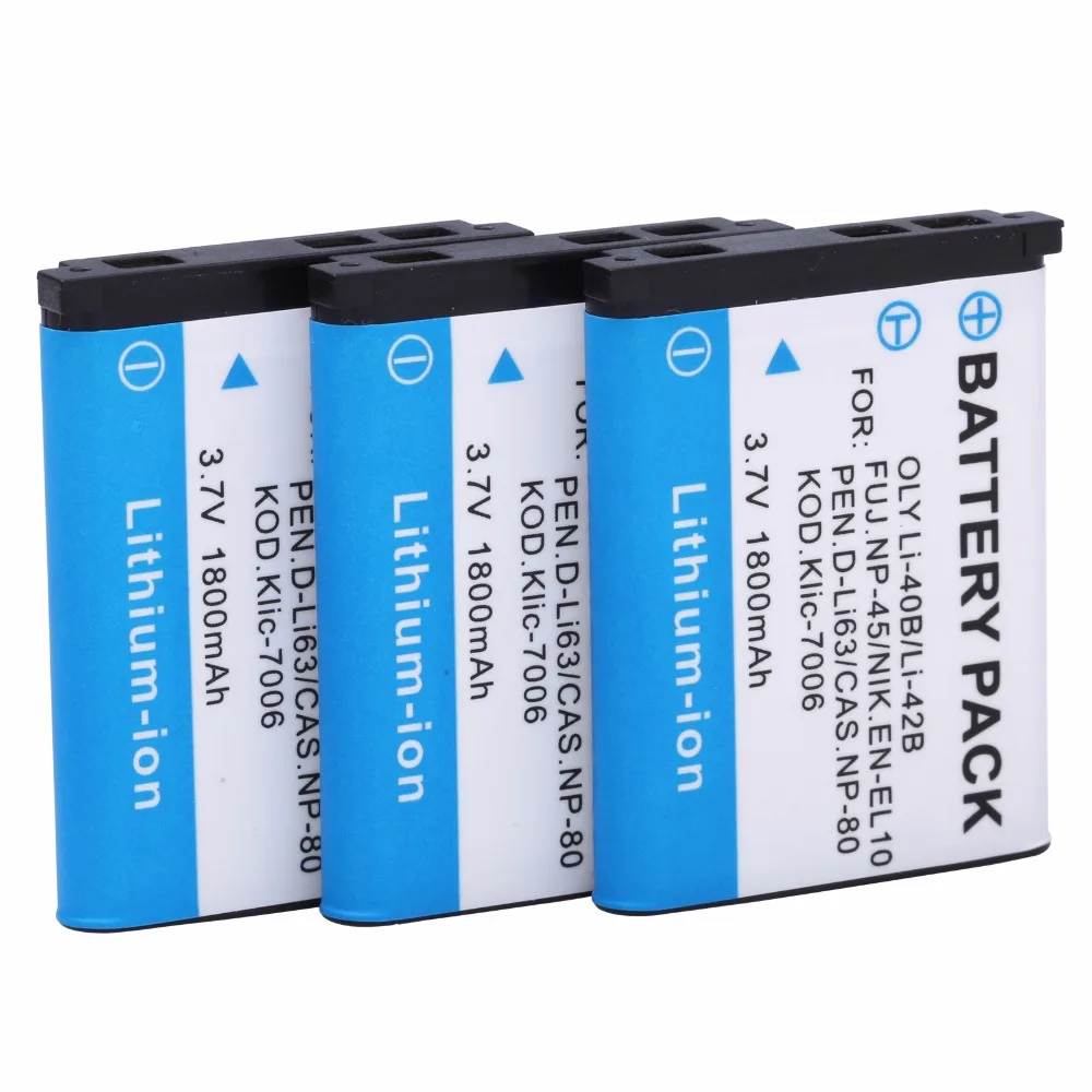 3Pcs Li-40B Batteria Per Olympus Stylus 760 770Sw 720Sw X-785 850 Sw 720Sw 725Sw Li-42B Fe-230 Fe-280 Fe-290 Stylus 850 710 770