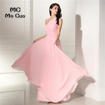 

2017 Simple Cheap Prom dresses One Shoulder Vestidos de fiesta imported party dress Chiffon Formal Evening Prom Dress