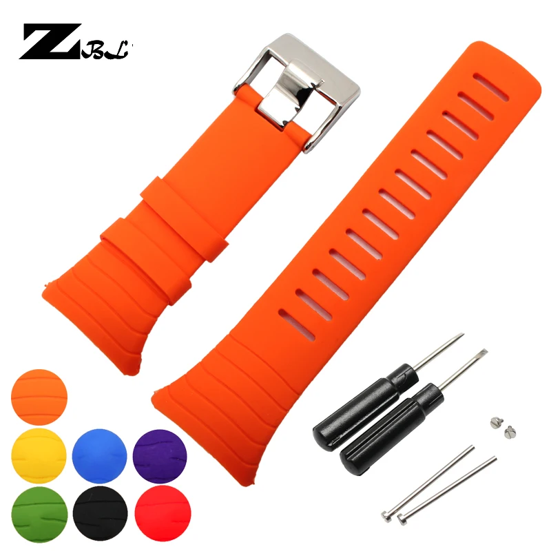 

Arc mouth silicone Rubber Watchband Sports watch strap 35mm waterproof soft Watch band seven color wristwatches band