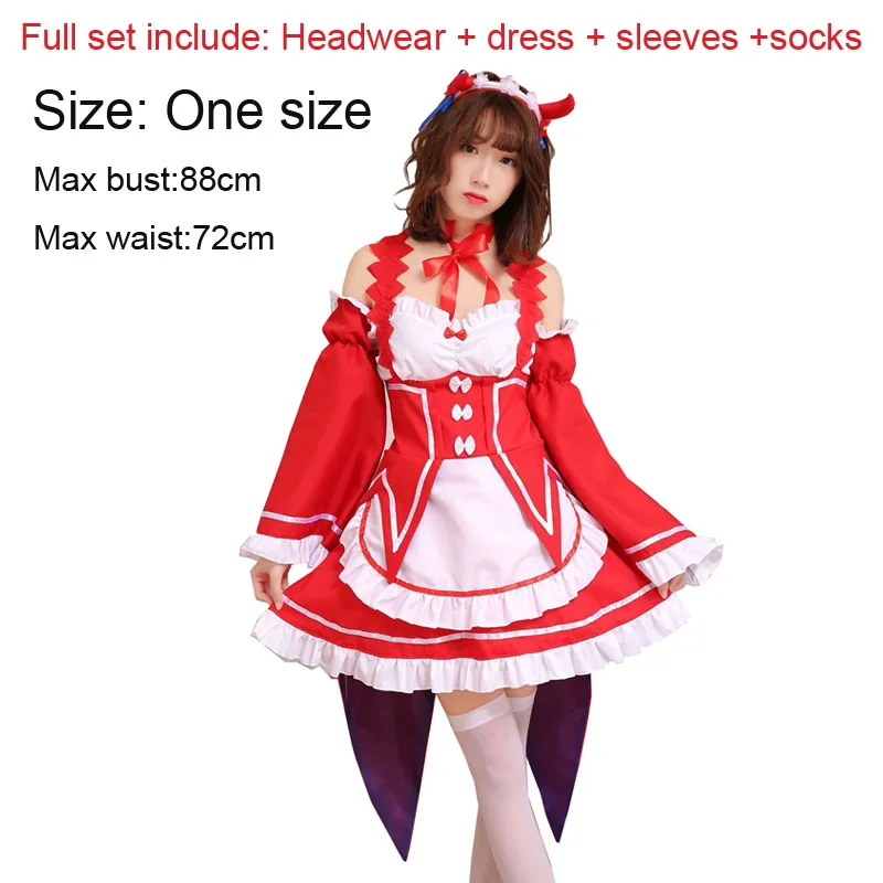 Coshome Re Zero Kara Hajimeru Isekai Seikatsu Ram Rem Christmas Suit Dress+sleeve+headwea+socks Anime Cosplay Costumes (1)