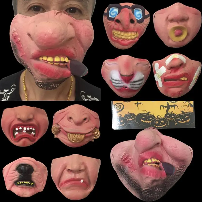 1PC Women Men Creepy Halloween Kiss Vampire Latex Scary Mask Party Horror Creepy Elastic Band Half