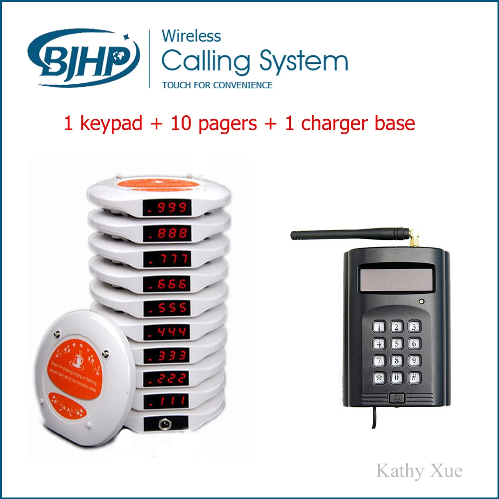 New Type Wireless Restaurant Buzzer System (1 Keypad + 10