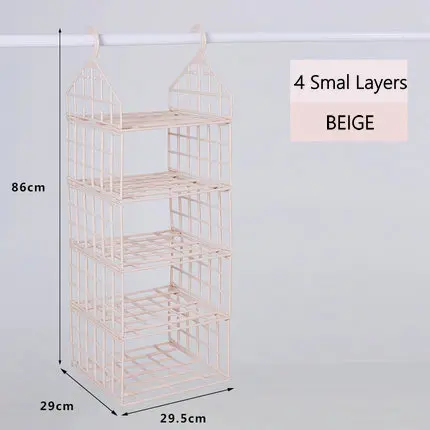 Креативный складной подвесной шкаф полки шкаф стеллаж для хранения пластмассовый подвесной органайзер для одежды - Цвет: 4 Small Layers