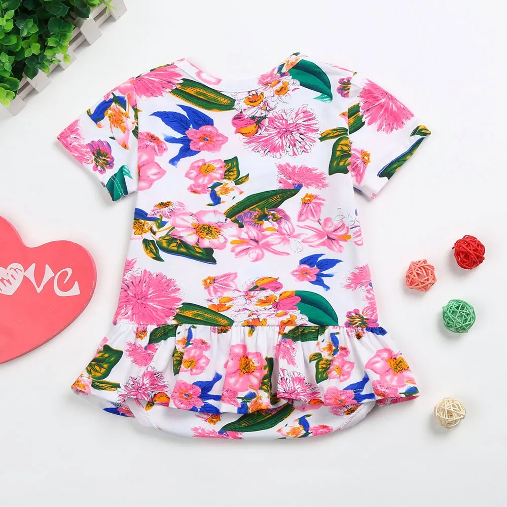 

2019 Newborn Infant Baby Girls Short Sleeve Floral Jumpsuit Romper Outfits Clothes