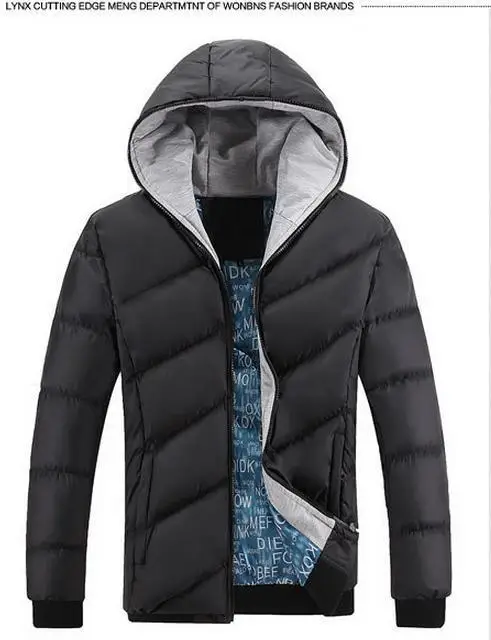 Пуховик хлопок капюшон, мужчины в свободного покроя зима толстый мягкий зима куртка 10275 - Цвет: Черный