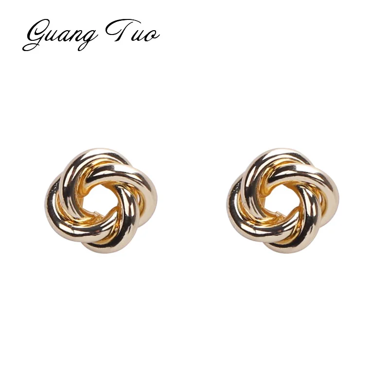 

ES2206 European Smooth Metal Earrings Fashion Jewelry Knotted Gold Silver Color Temperament Stud Earrings For Women Female Gift