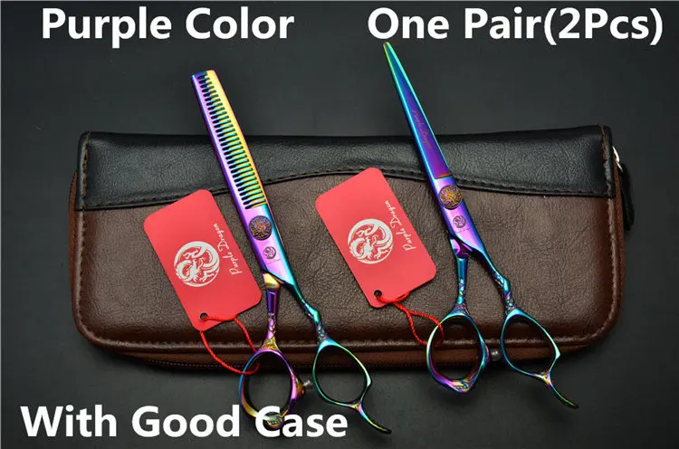 6 ''17,5 см фиолетовый дракон Профессиональные человеческие ножницы для волос Парикмахерские ножницы для резки филировочные ножницы Инструменты для укладки волос Z9001 - Цвет: Z9001 Cai D 6YY