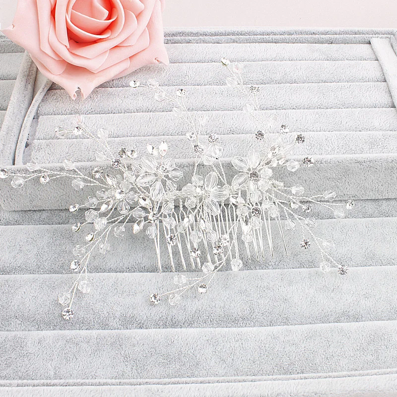 1 шт. заколка гребень для невесты с кристаллами|bride hair clip|bridal combclip barrette |