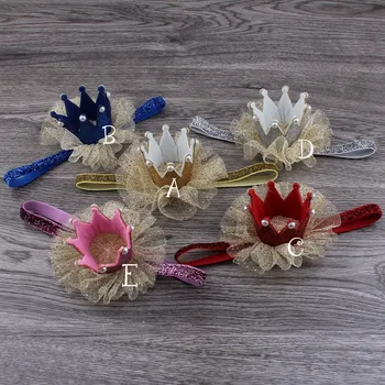 

Newborn Mini Felt Crown with Glitter Elastic Headband For Girls Hair Accessories Handmade Luxe kids shining Headbands10ps/lot