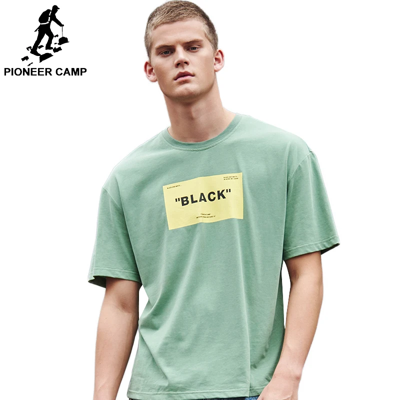 

Pioneer Camp Hip Hop t Men Letter Print Patchwork Color Casual T Shirt Cotton Tees T-shirts Chinese Style Top Tees ADT901086