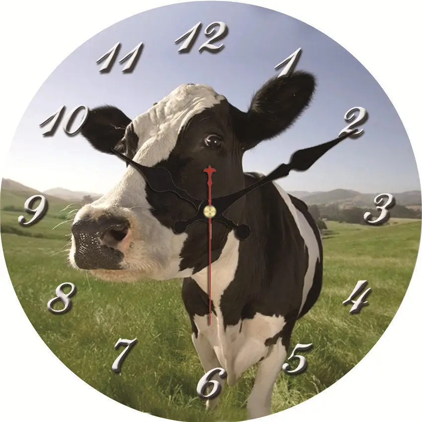 WONZOM абстрактный слон современный стиль деревянные картонные часы, круглые Настенные часы для домашнего декора гостиной не тикающий звук - Цвет: Cow Wall Clock 17
