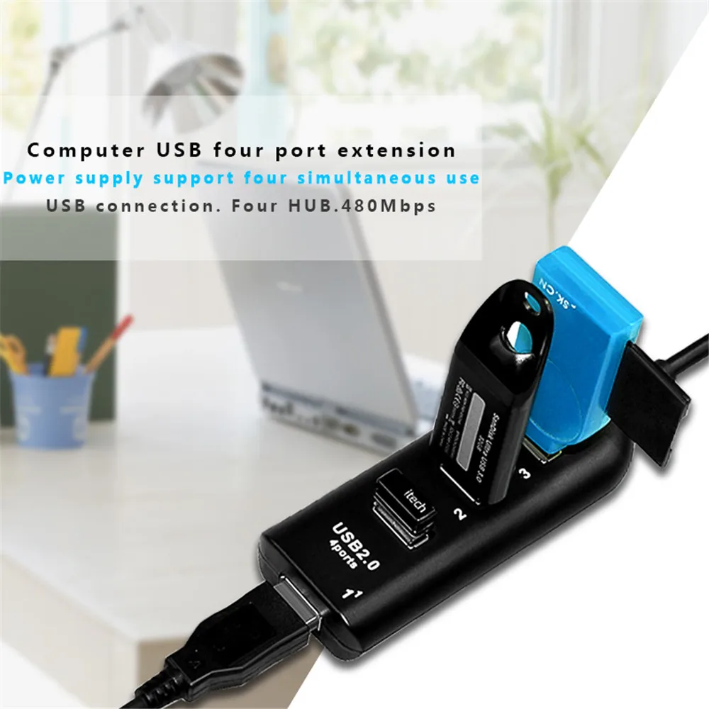 2.0 High Speed 4 Ports Splitter USB Hub Adapter