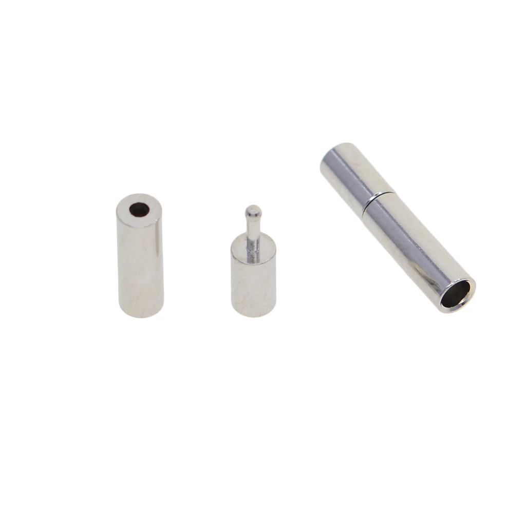 10 Sets Cylinder Bayonet Push Clasps Brass Leather Ends for 2mm Round Cord Glue in Buckle Mating Connectors Magnetic Clasps
