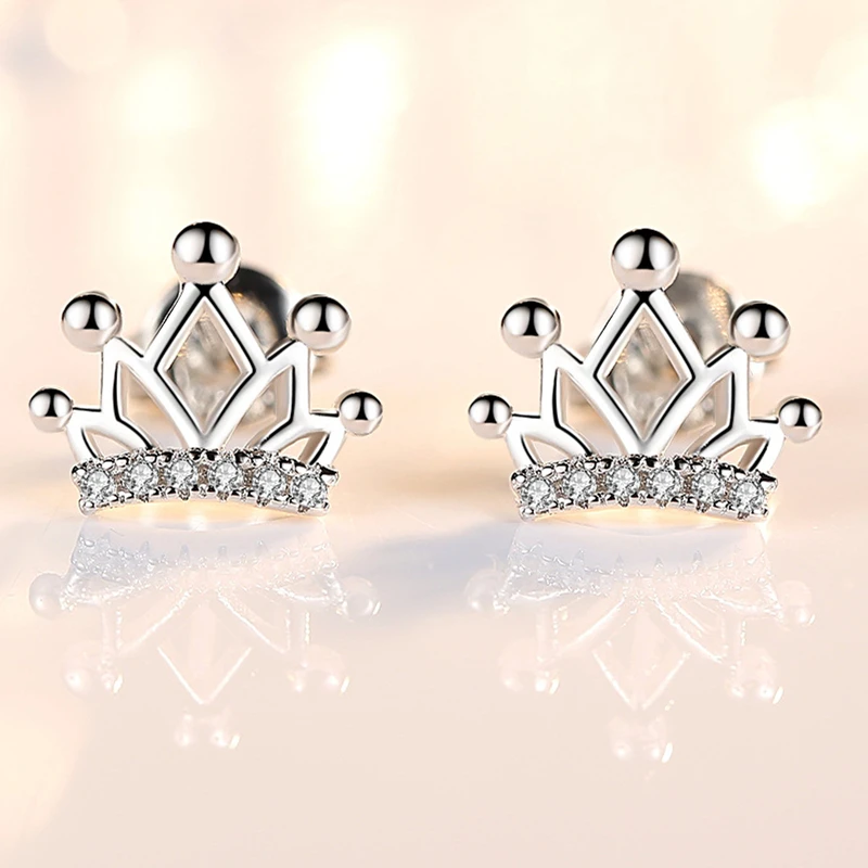 KOFSAC Новая мода 925 стерлингового серебра серьги гвоздики для женщин Изысканная серьга с короной День Святого Валентина ювелирные изделия Девушка Лучшие подарки