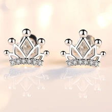 KOFSAC Новая мода 925 стерлингового серебра серьги гвоздики для женщин Изысканная серьга с короной День Святого Валентина ювелирные изделия Девушка Лучшие подарки