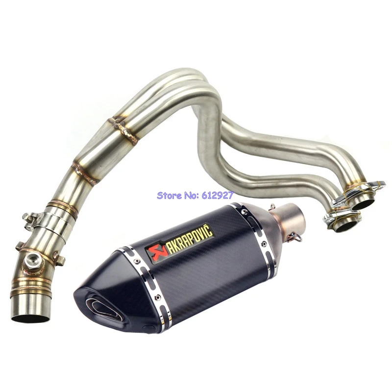 

Motorcycle for Kawasaki ER6N ER6F NINJA650R 2012-2016 Full Exhaust System Connect Link Header Pipe with Akrapovic Muffler