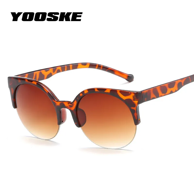 

YOOSKE Half frame Cat Eye Sunglasses Women Classic Retro Brand Designer Sun glasses Vintage Cateyes Women's Glasses Goggles