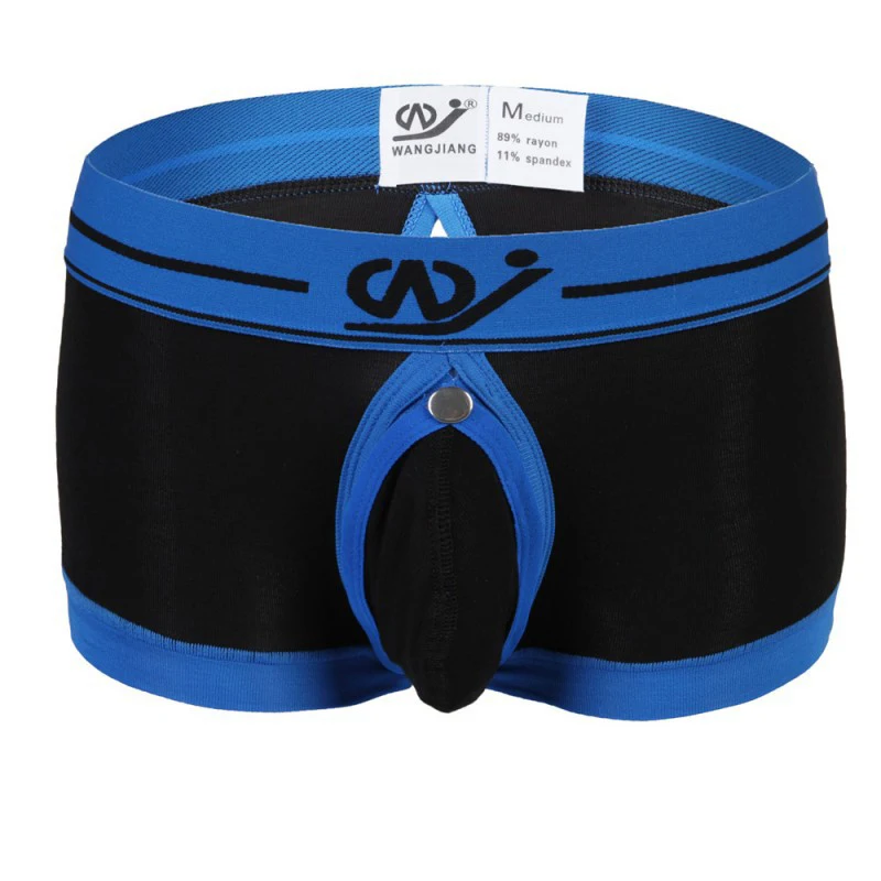 Sexy Underwear Mens Open Crotch Boxer Shorts Trunks Removable Pouch Backless Underpants Cuecas Male Underware Calzoncillos