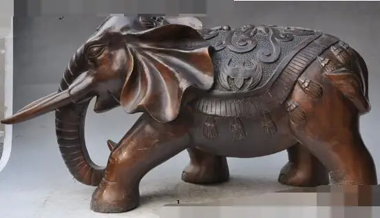 

S3386 26"chinese fengshui bronze wealth bat elephant animal auspicious lucky statue