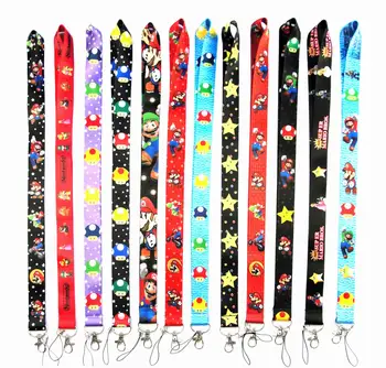 

10 pcs/20 pcs /30 pcs/50 pcs cartoon Super Mario Lovely Cute Lanyard ID Badge Holder Key Neck Strap gifts
