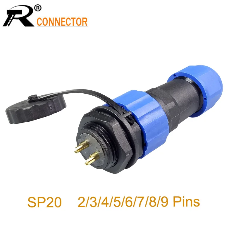 10 Sets SP20 Waterproof Aviation Connector 2/3/4/5/6/7/8/9/12 Pins IP68 20mm Circular Power Cable Male Plug Female Jack Socket |